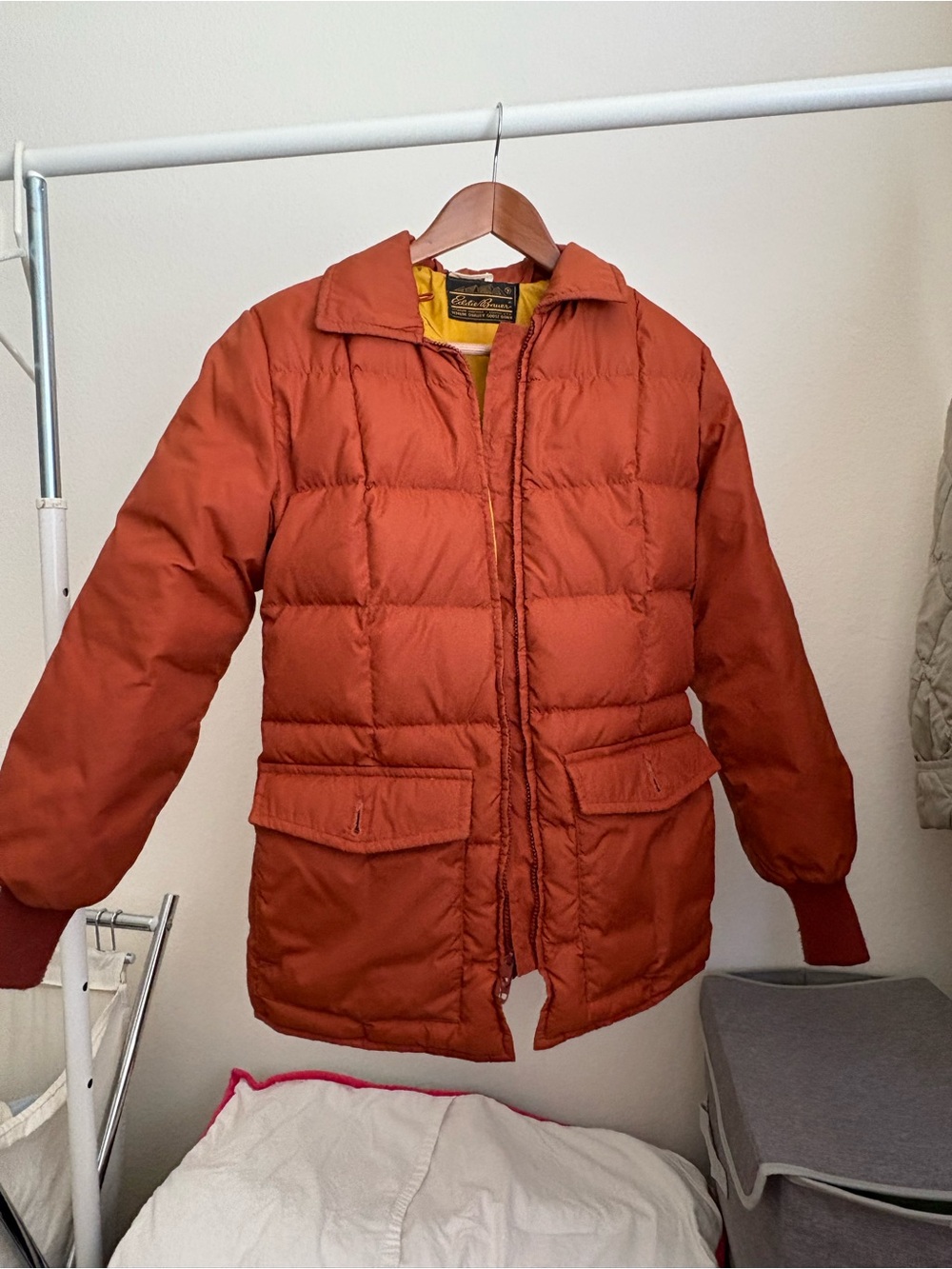 Vintage Eddie Bauer Rust Orange Quilted Puffer Jacket